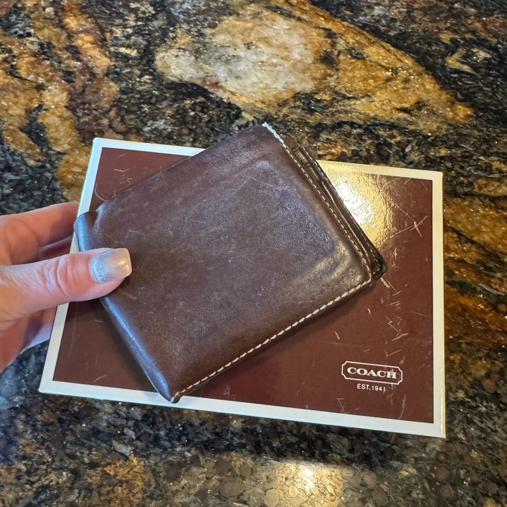 Coach Brown Mens Bifold Leather Wallet